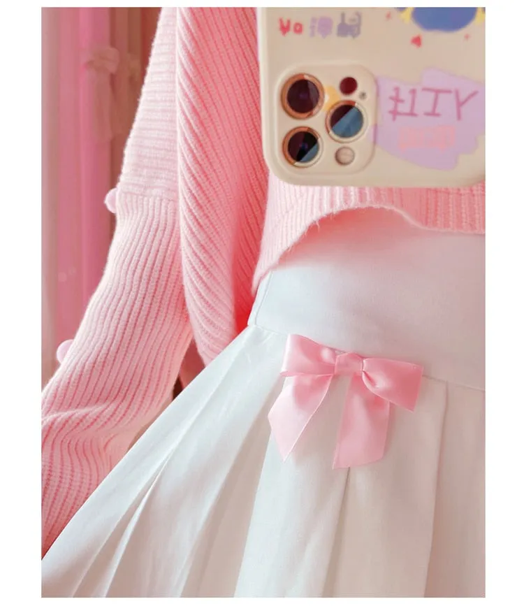 Dollette Kawaii Bow Pleated Mini Skirt