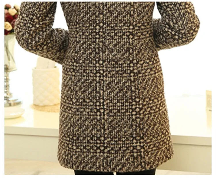 Elegant Turtleneck Plaid Coat