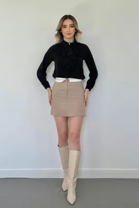 ELS Belted Mini Skirt - Beige - Wallasey