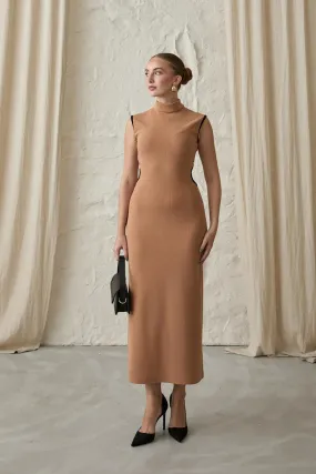 ELS Ribbed Knit Dress - Camel - Saint-Priest