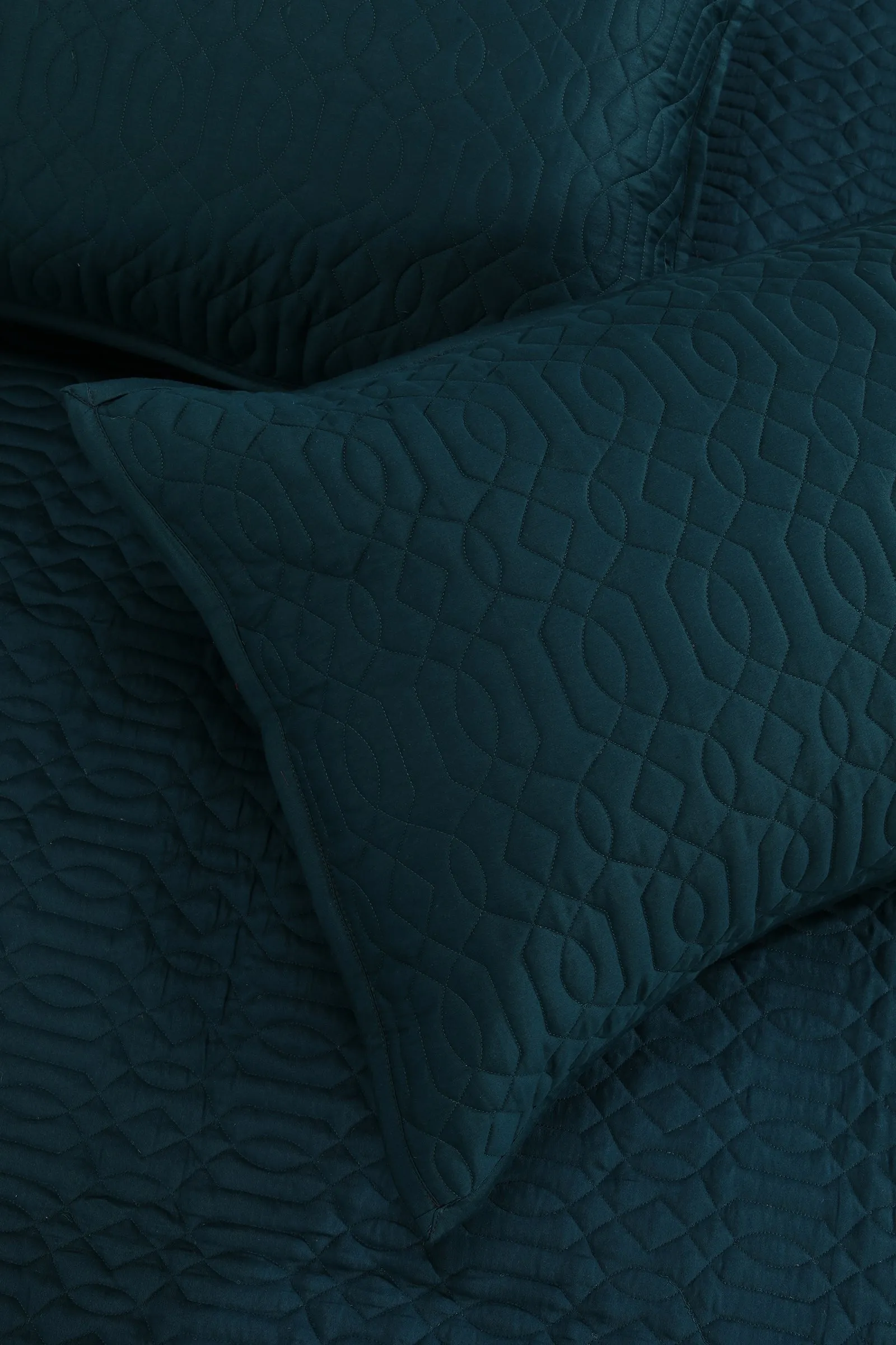 Emily Geometric Teal Quilted Cotton Bedcover