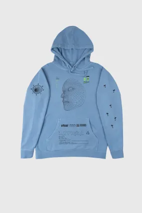 Facial Recognition Hooded Sweatshirt (Slate Blue)