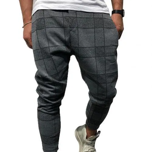 Fashion Plaid Printed Trousers Pencil Casual Pants