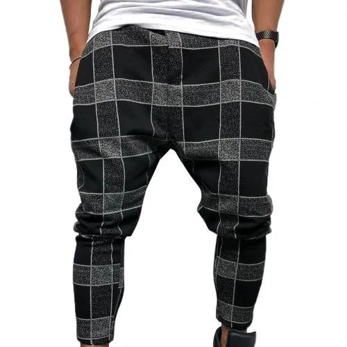 Fashion Plaid Printed Trousers Pencil Casual Pants