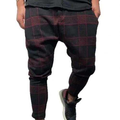 Fashion Plaid Printed Trousers Pencil Casual Pants