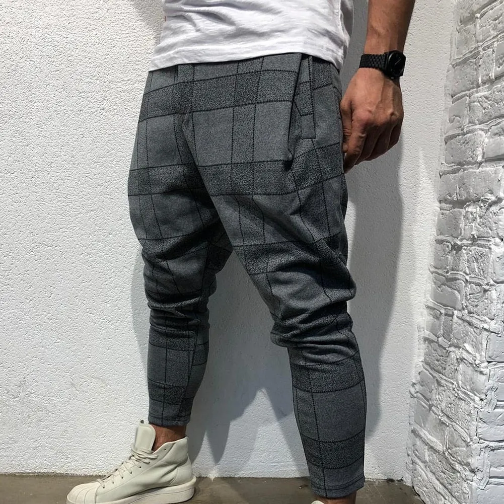 Fashion Plaid Printed Trousers Pencil Casual Pants