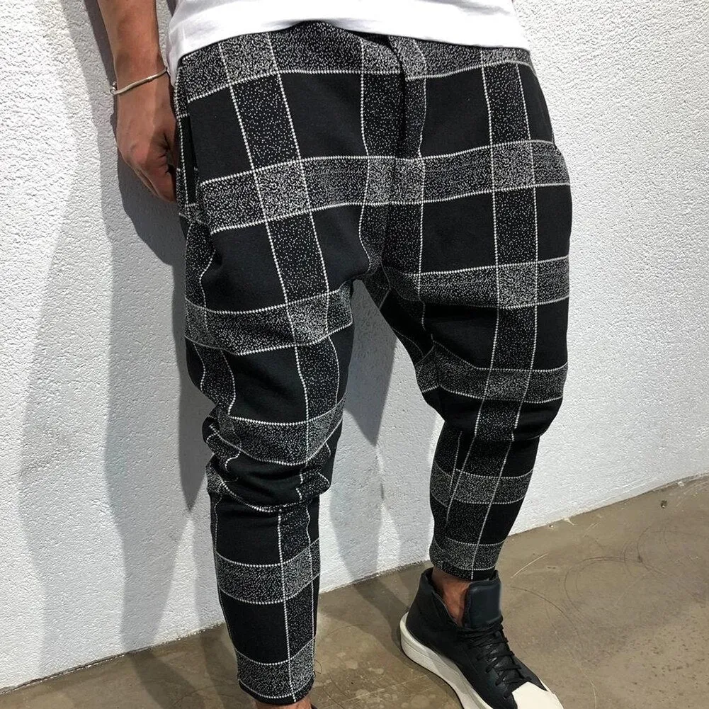 Fashion Plaid Printed Trousers Pencil Casual Pants