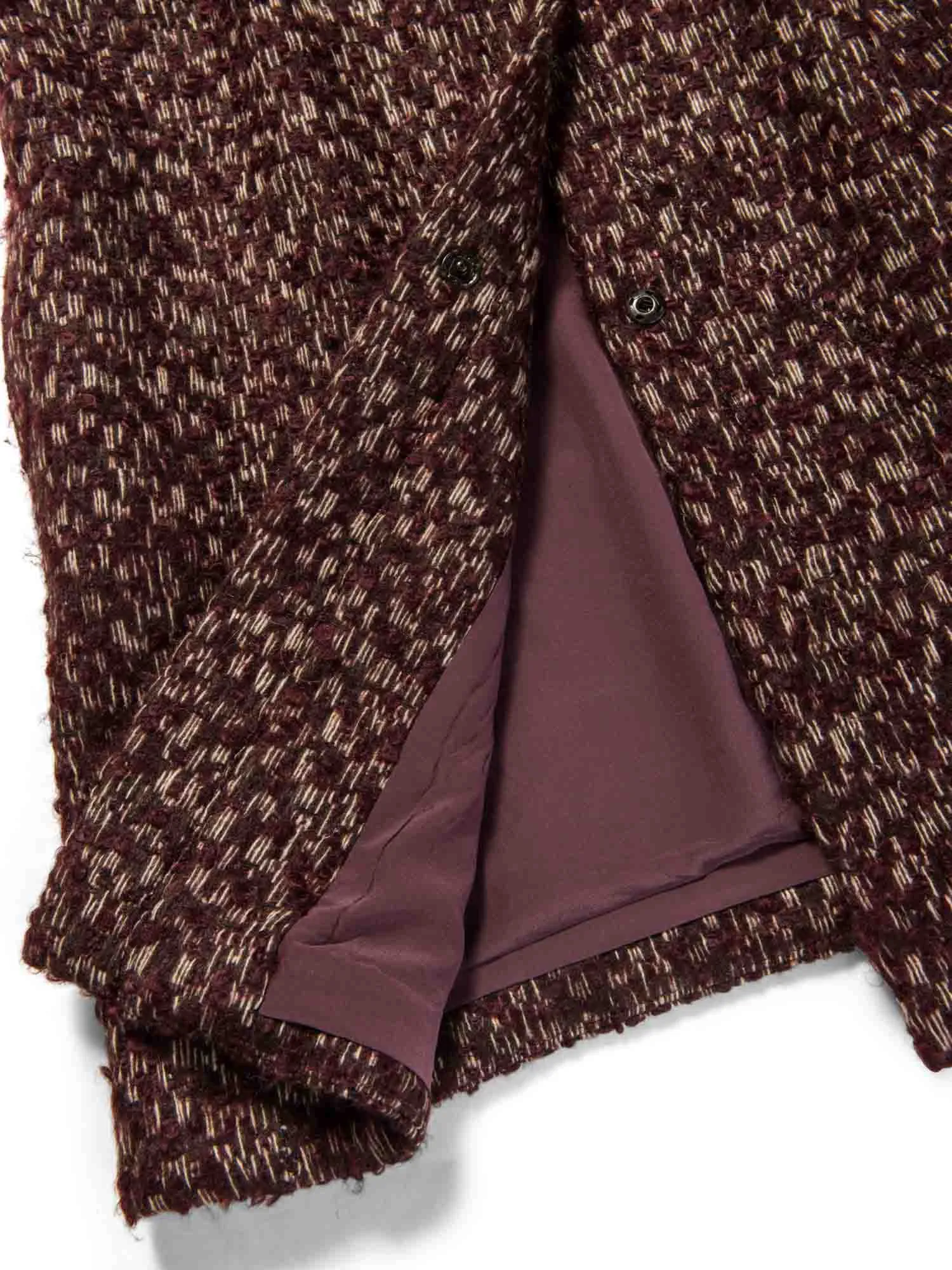 Fendi Logo Tweed Fox Fur Knitted Vest Burgundy Brown Cream