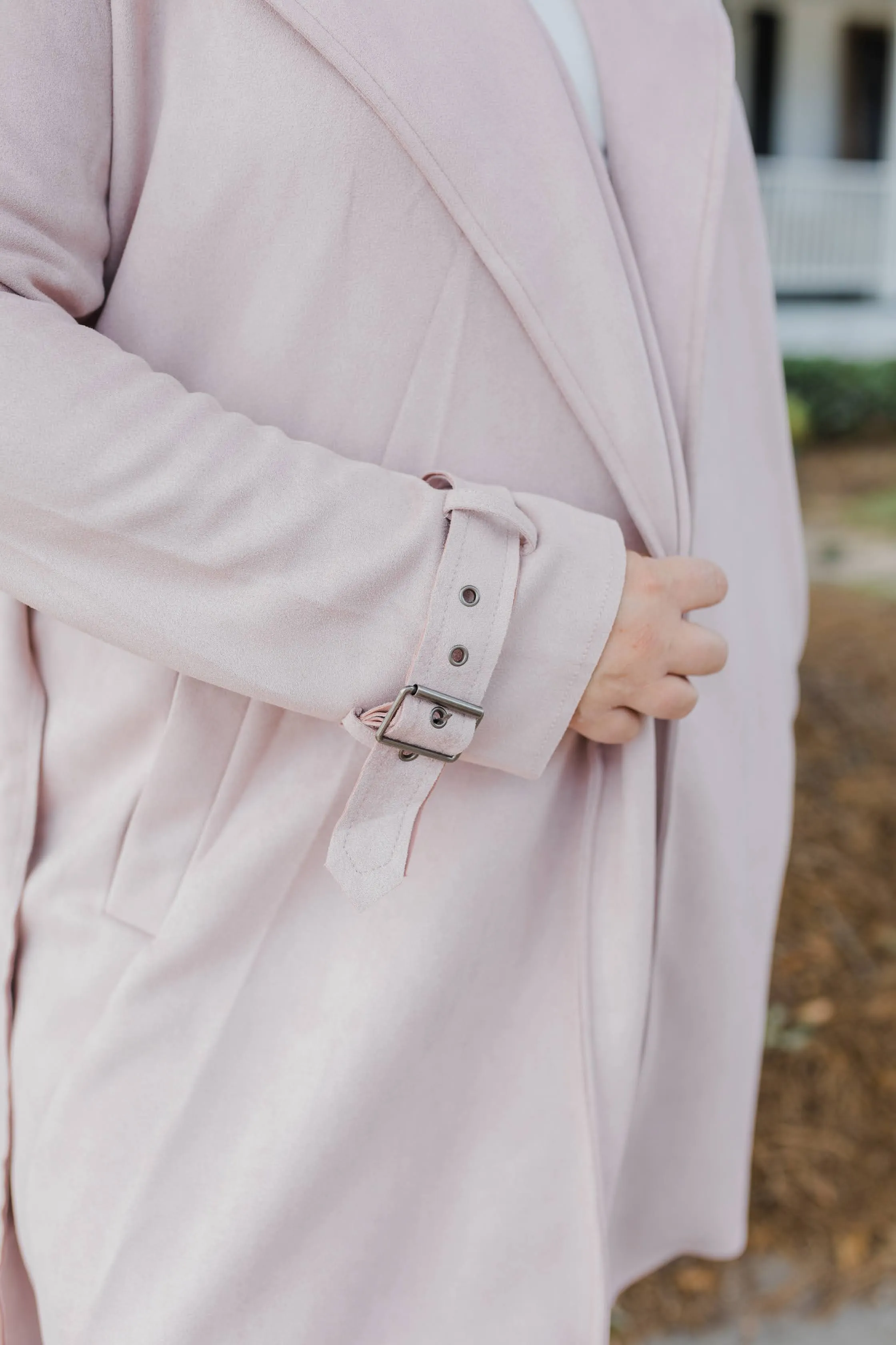 FINAL SALE Mauve Vegan Suede Short Trench Jacket