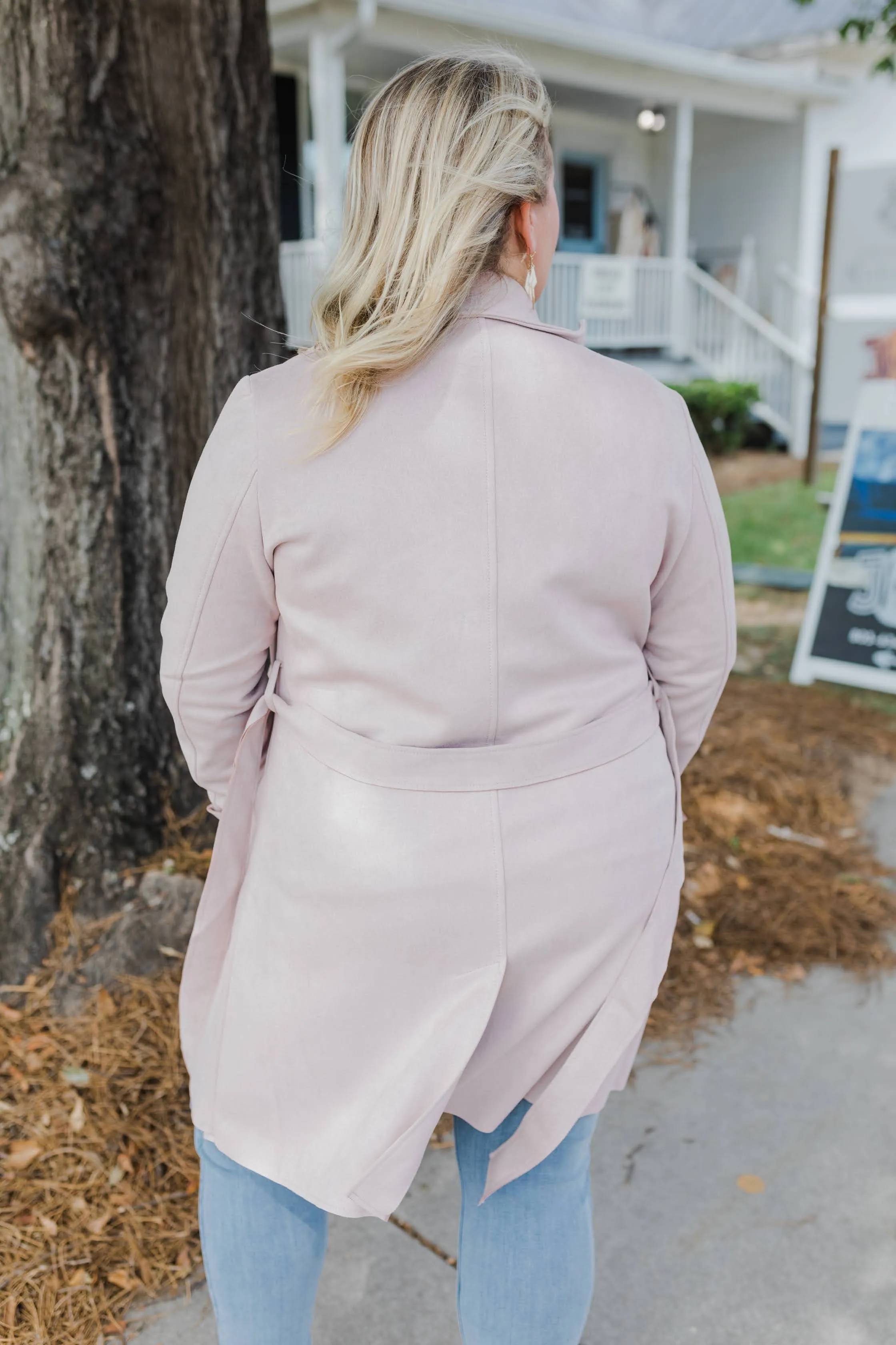 FINAL SALE Mauve Vegan Suede Short Trench Jacket