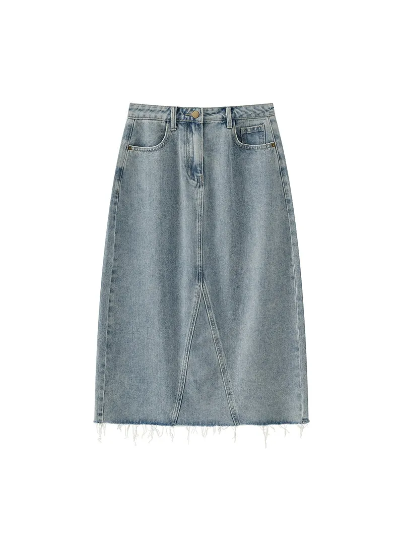 Floral High Waist Denim Skirt
