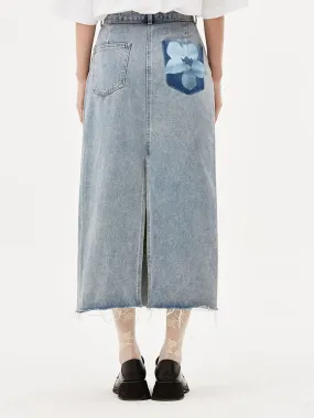 Floral High Waist Denim Skirt