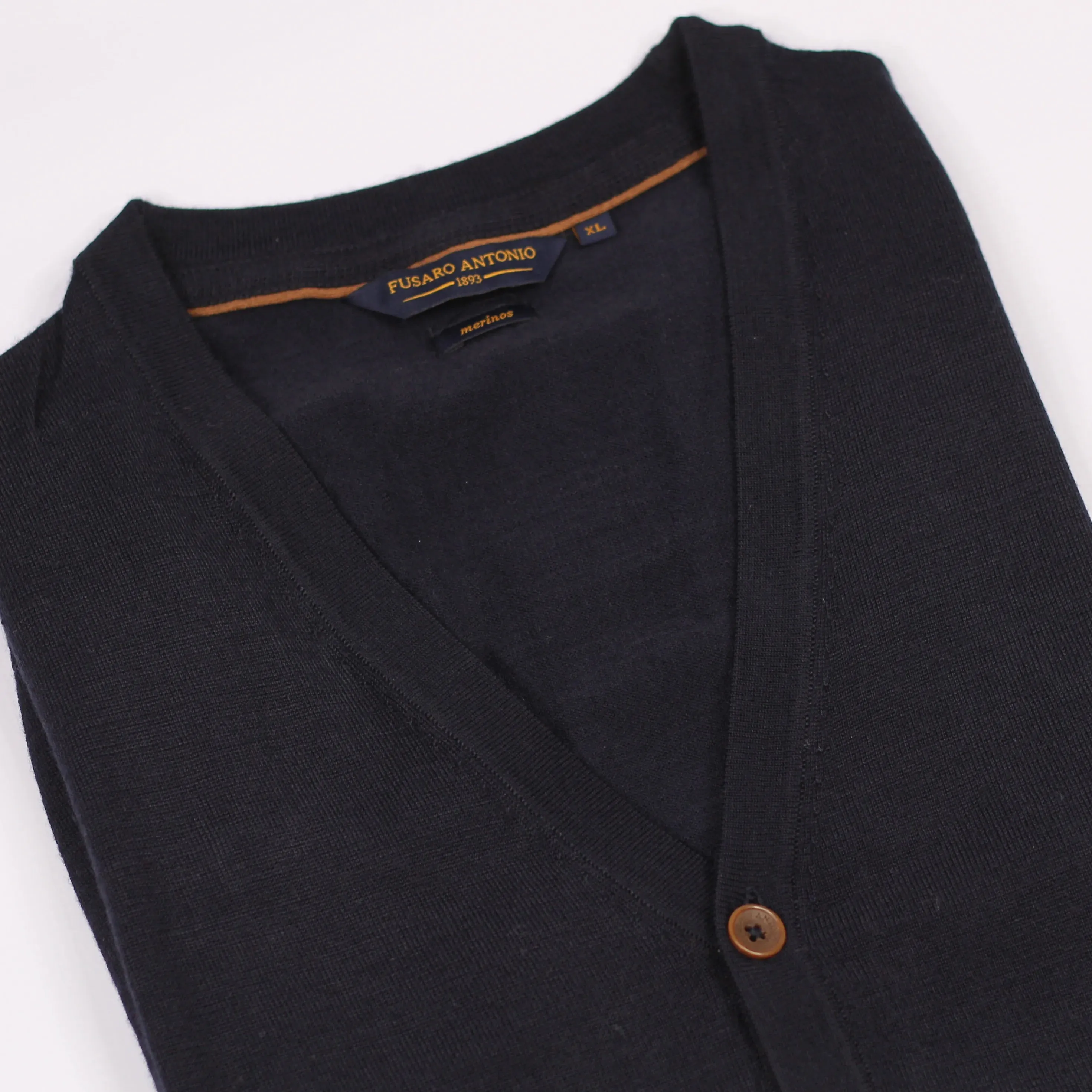 Fusaro Antonio merino wool knitted, button up vest in navy blue (MA23048)