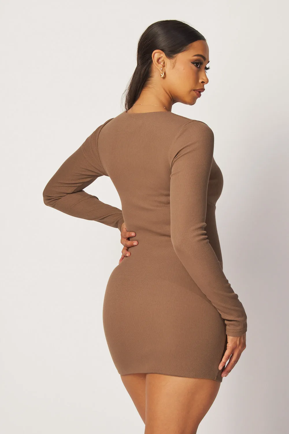 Geraldine V-Neck Rib Knit Bodycon Mini Dress