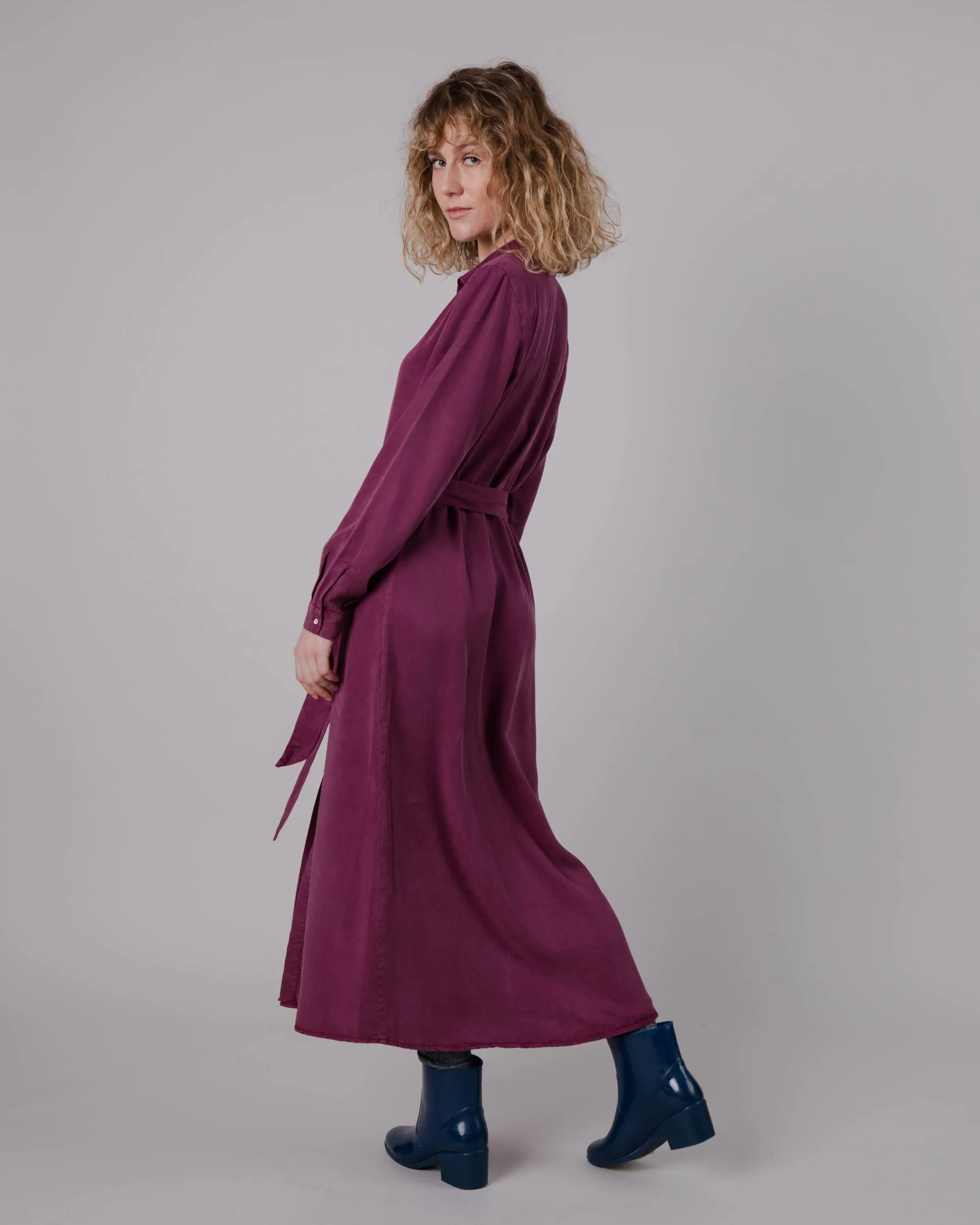 Gina Long Vneck Dress Prune