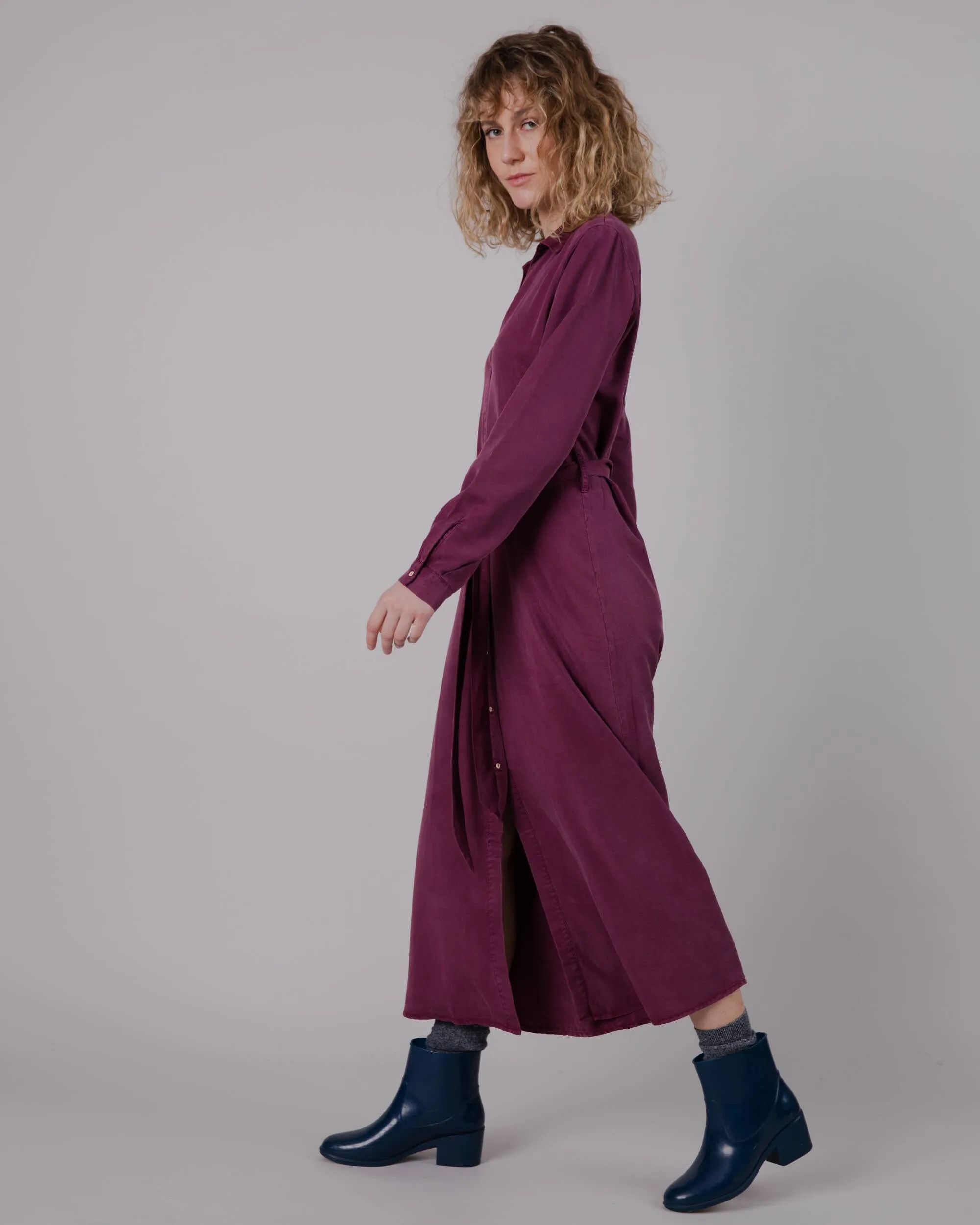 Gina Long Vneck Dress Prune
