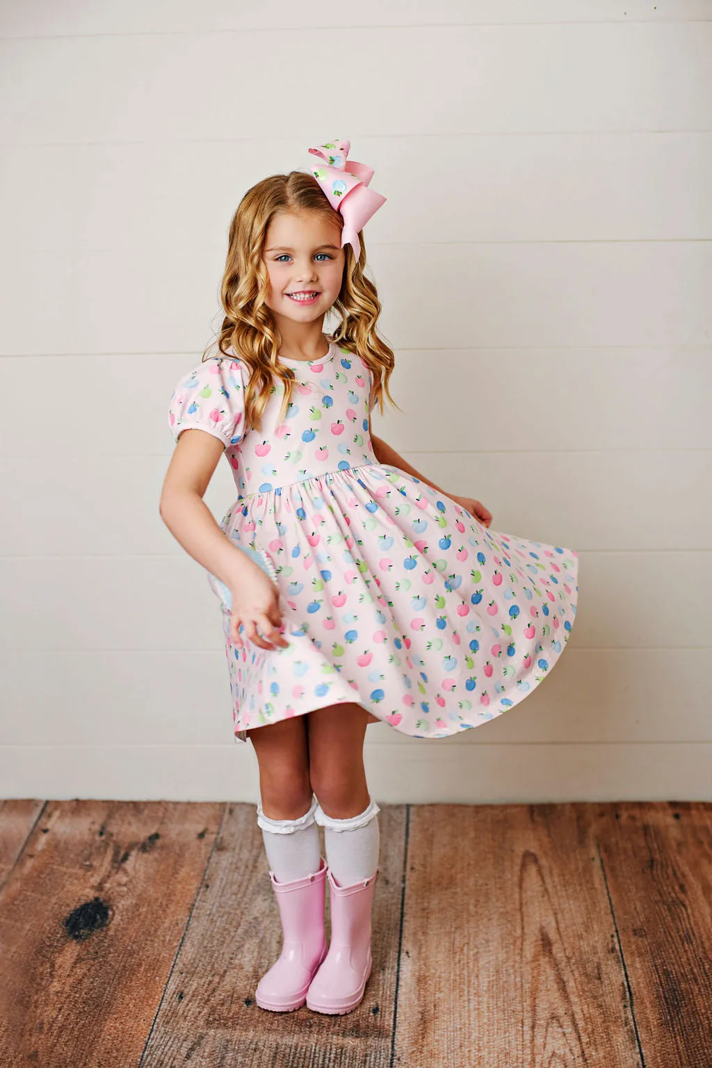 GIRL KNIT APPLE DRESS