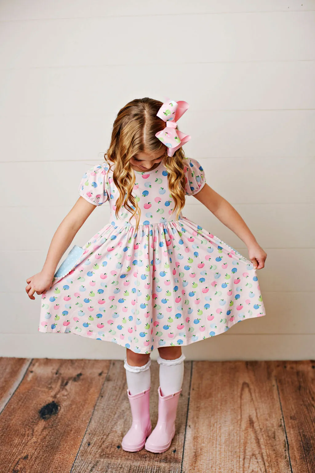 GIRL KNIT APPLE DRESS