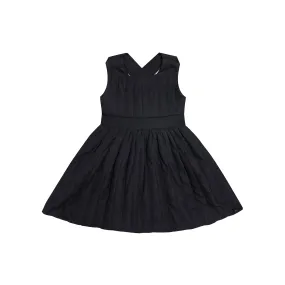 Girls Quilted Poplin Pinafore Dress - Black