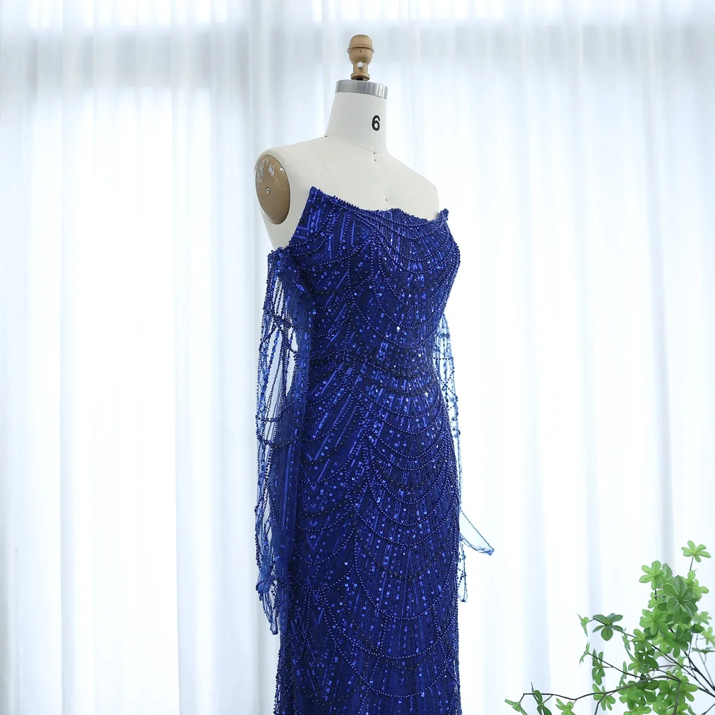 Green Mermaid Evening Gown with Gloves