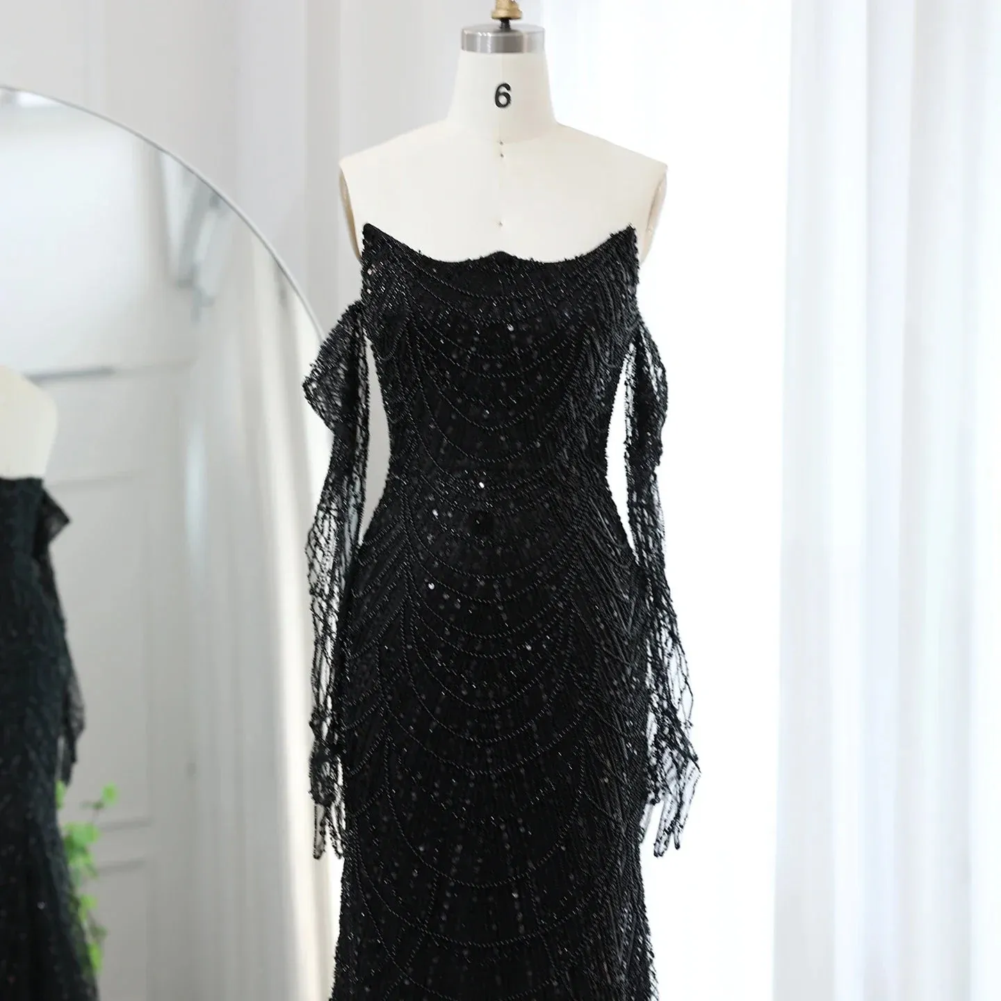 Green Mermaid Evening Gown with Gloves