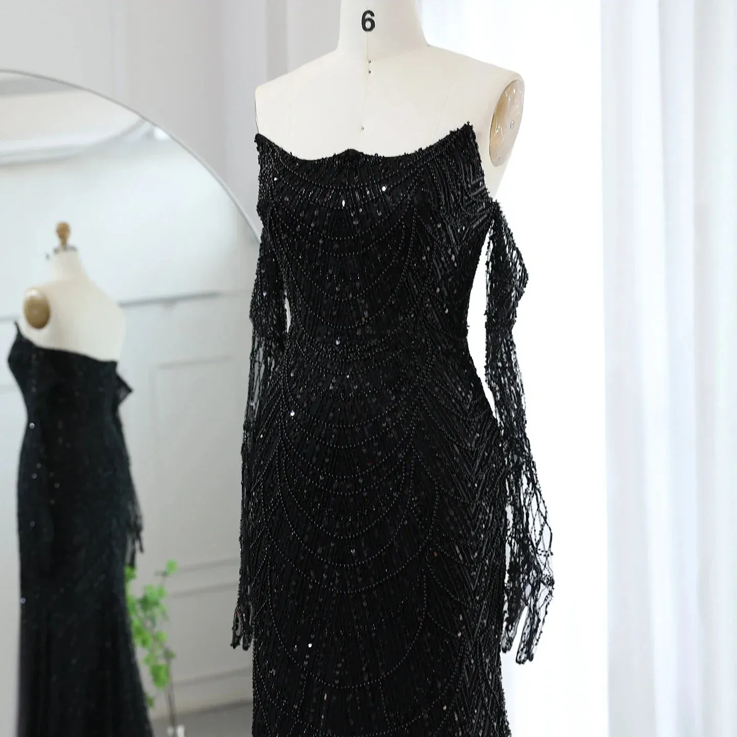 Green Mermaid Evening Gown with Gloves