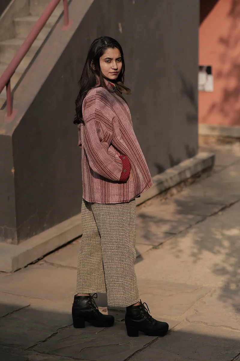 Handwoven Desi Wool Stripe short Kalori jacket