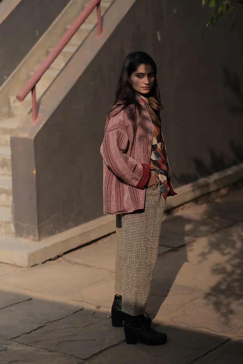 Handwoven Desi Wool Stripe short Kalori jacket