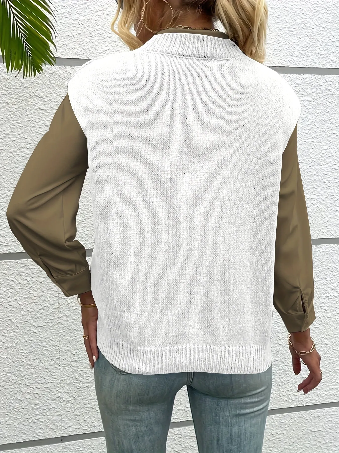 Helena Pullunder | Weicher gestrickter ärmelloser Pullover mit V-Ausschnitt für Damen