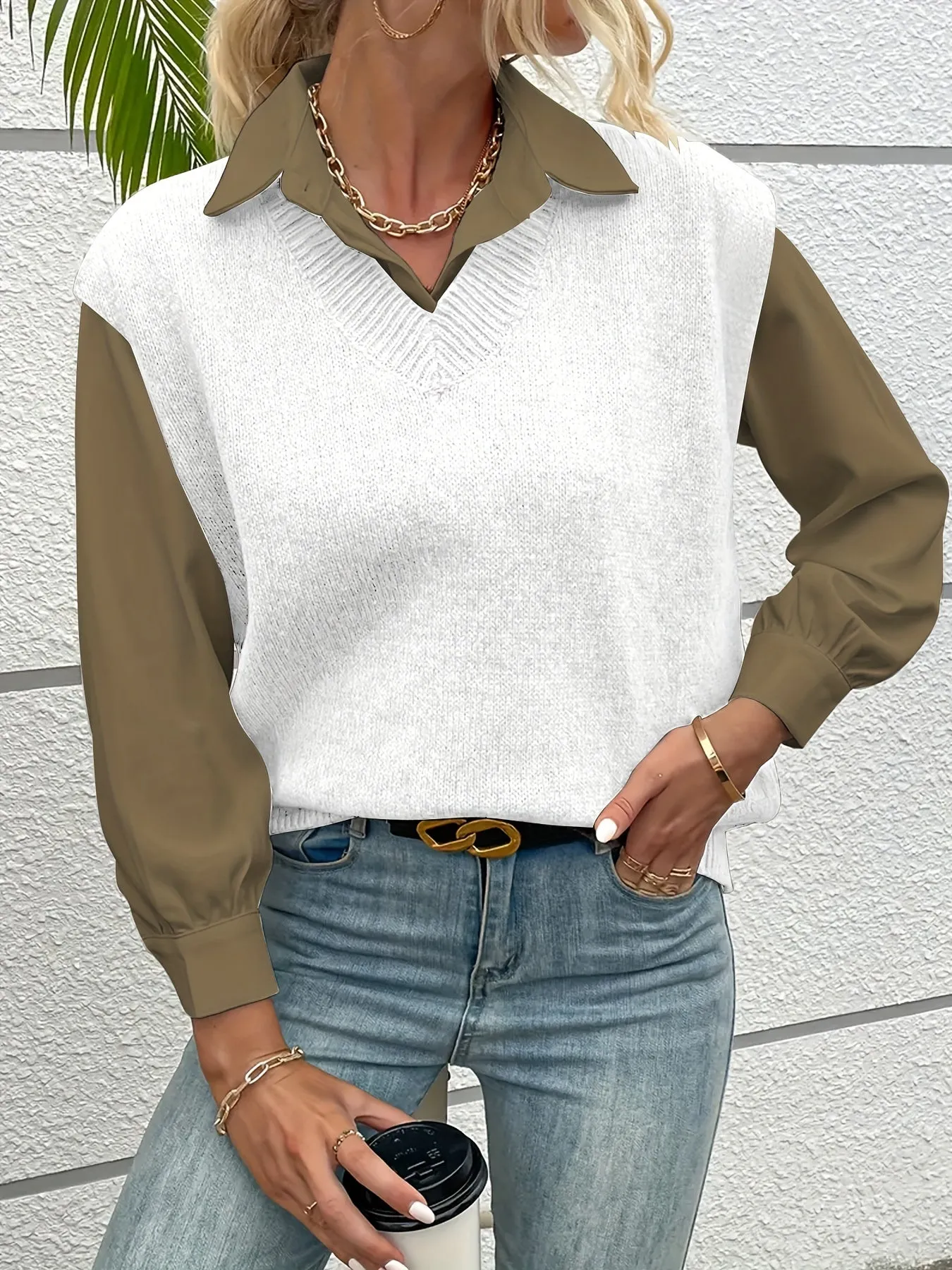 Helena Pullunder | Weicher gestrickter ärmelloser Pullover mit V-Ausschnitt für Damen