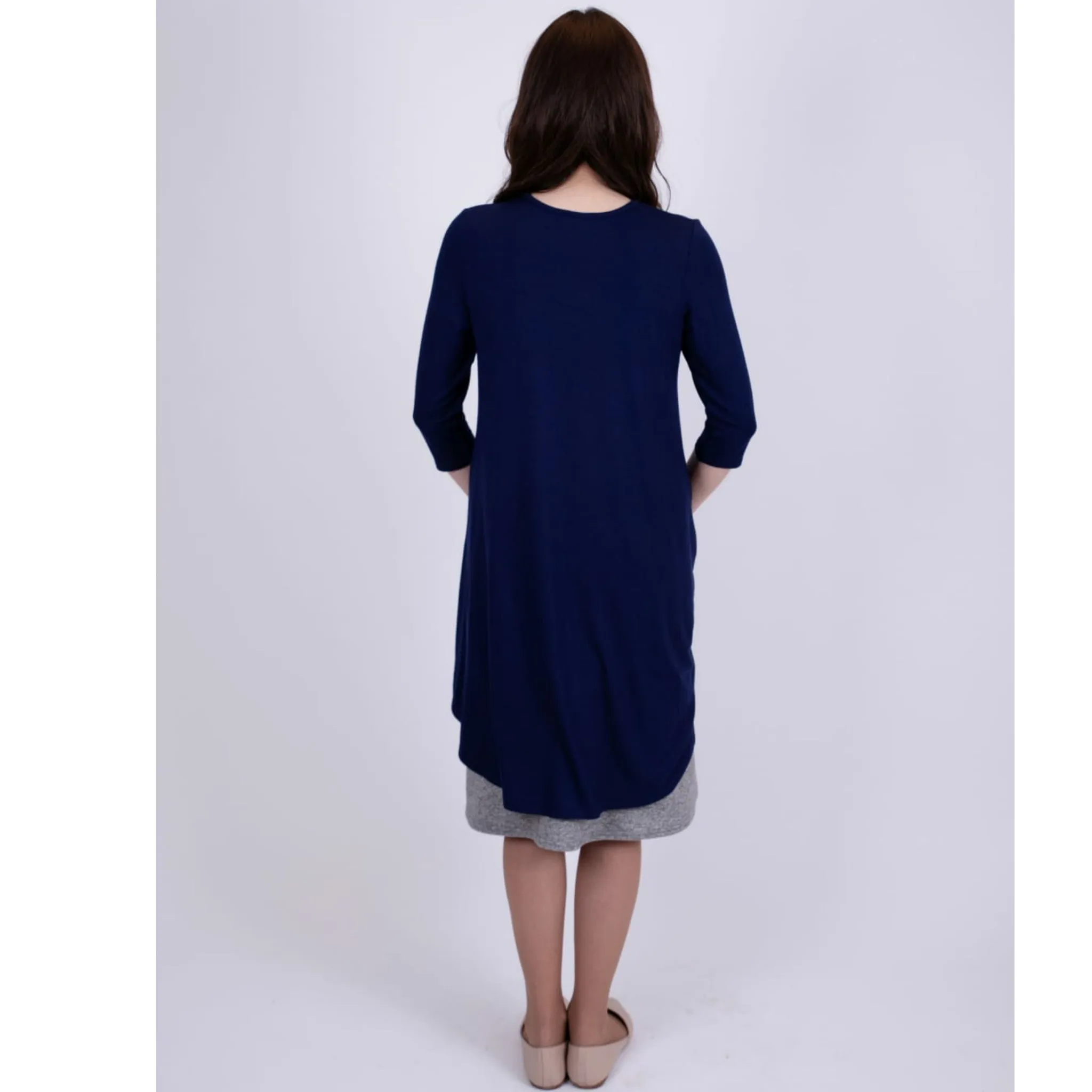 High Low Top by KMW-Navy 3/4 Sleeves