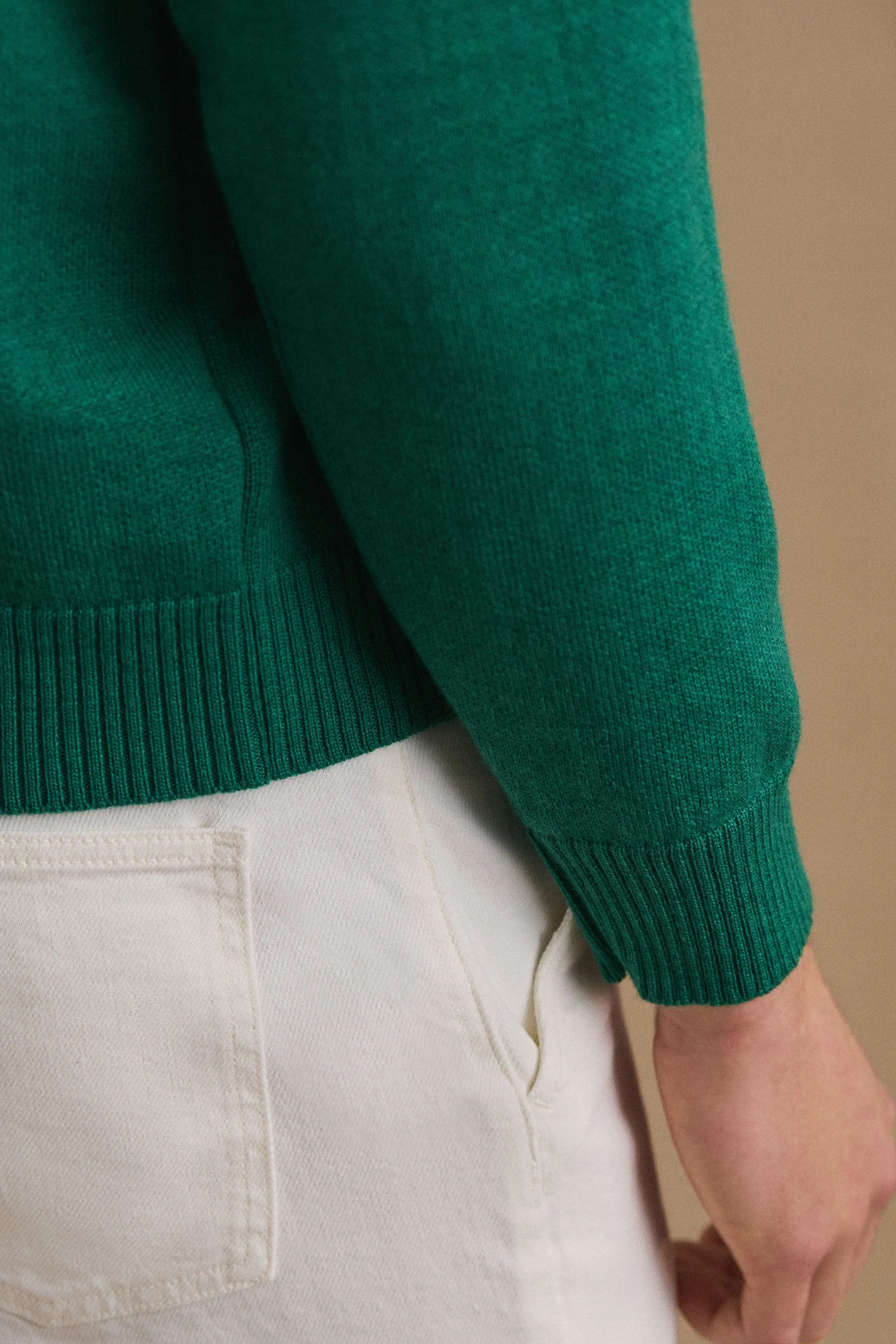 Hoodie vert émeraude en laine mérinos pour homme