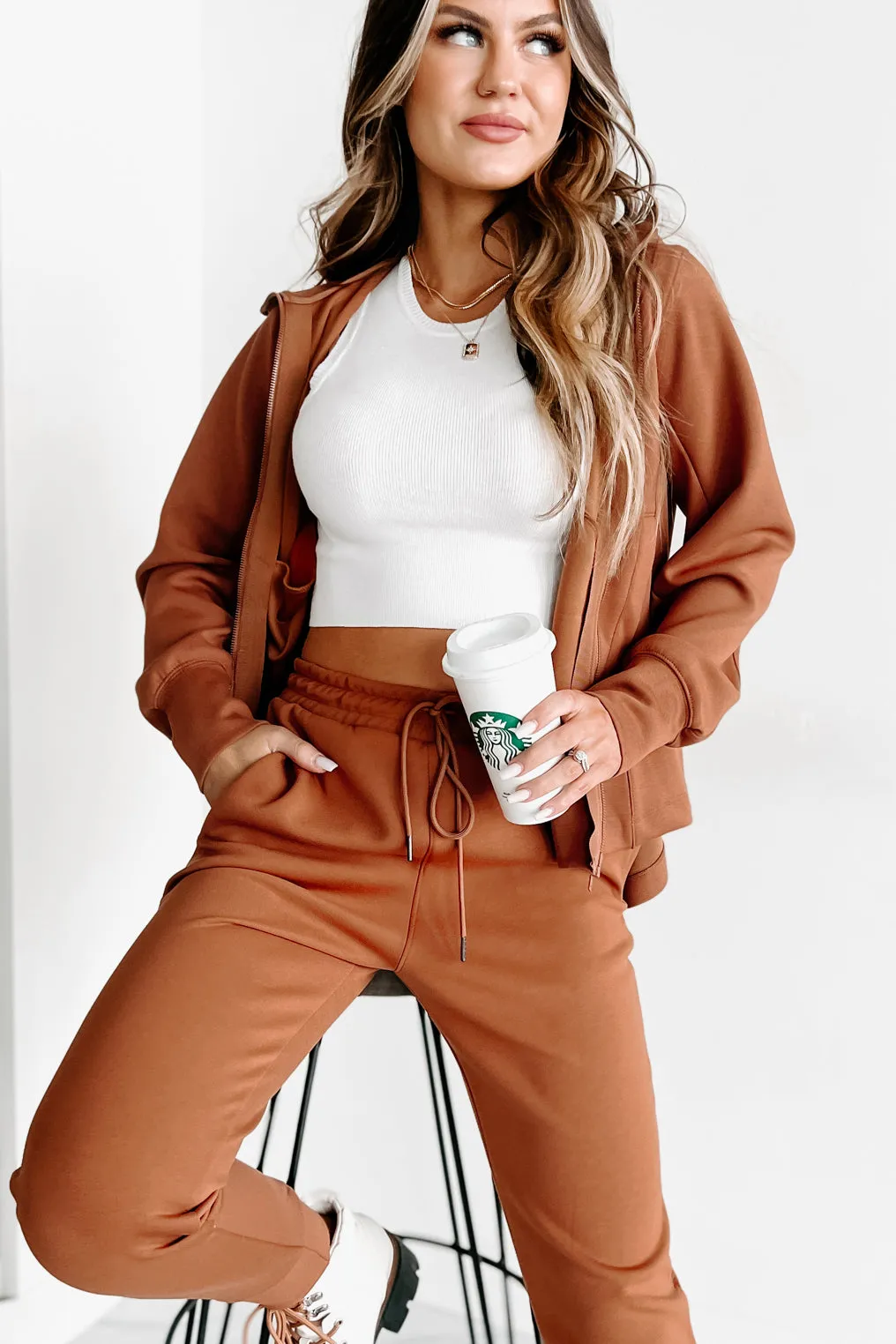 Keep Moving Hooded Active Jacket (Camel)
