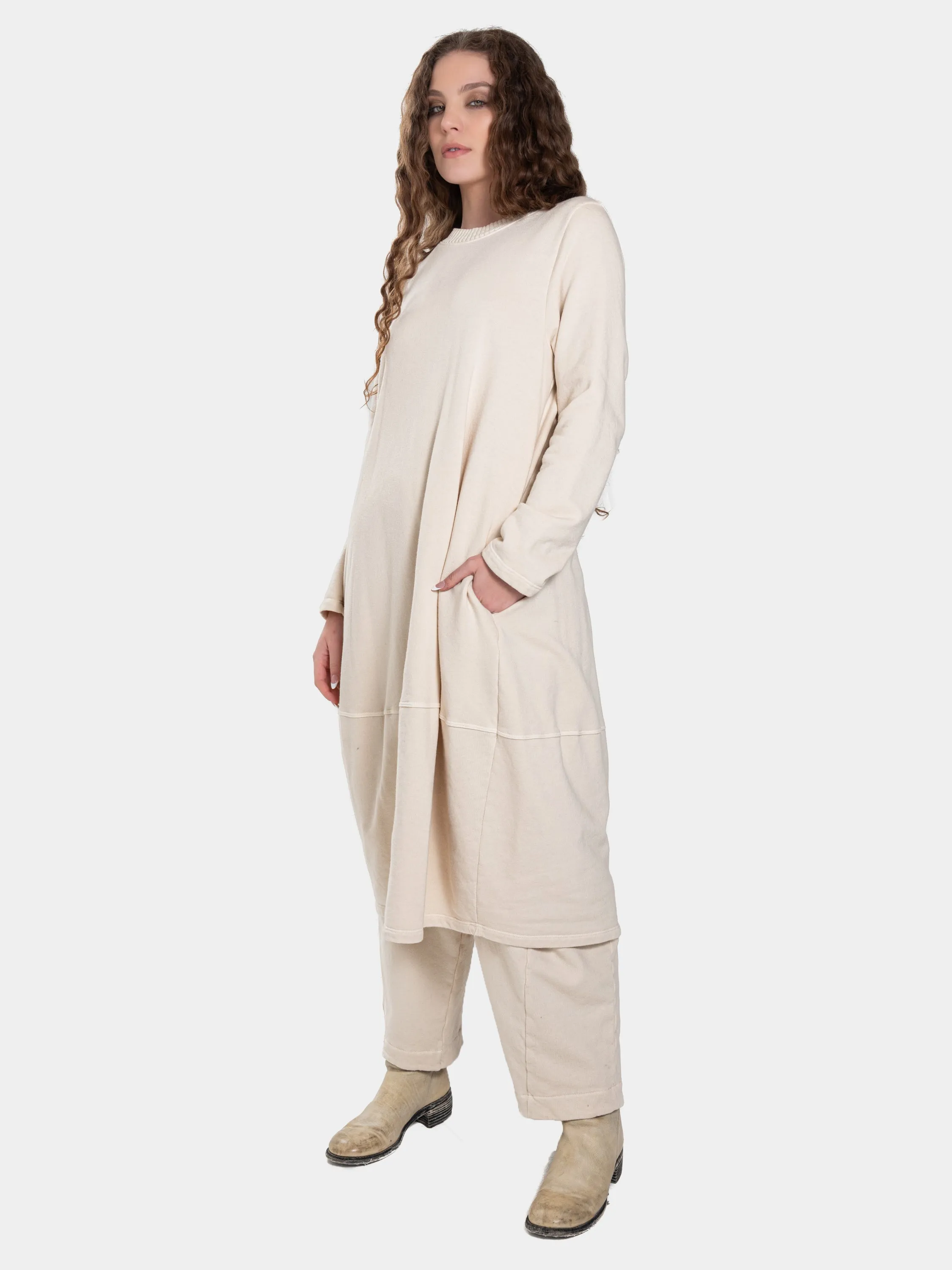 Knit Collar Midi Sweatshirt Dress