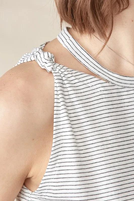 Knotted Shoulder Cut Out Top