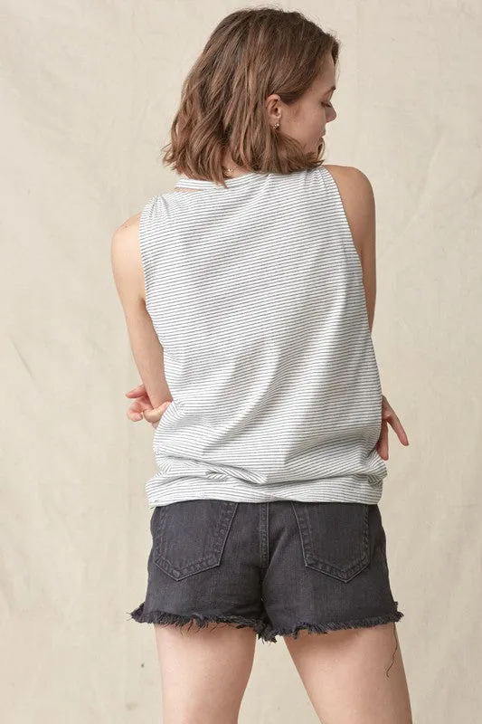 Knotted Shoulder Cut Out Top