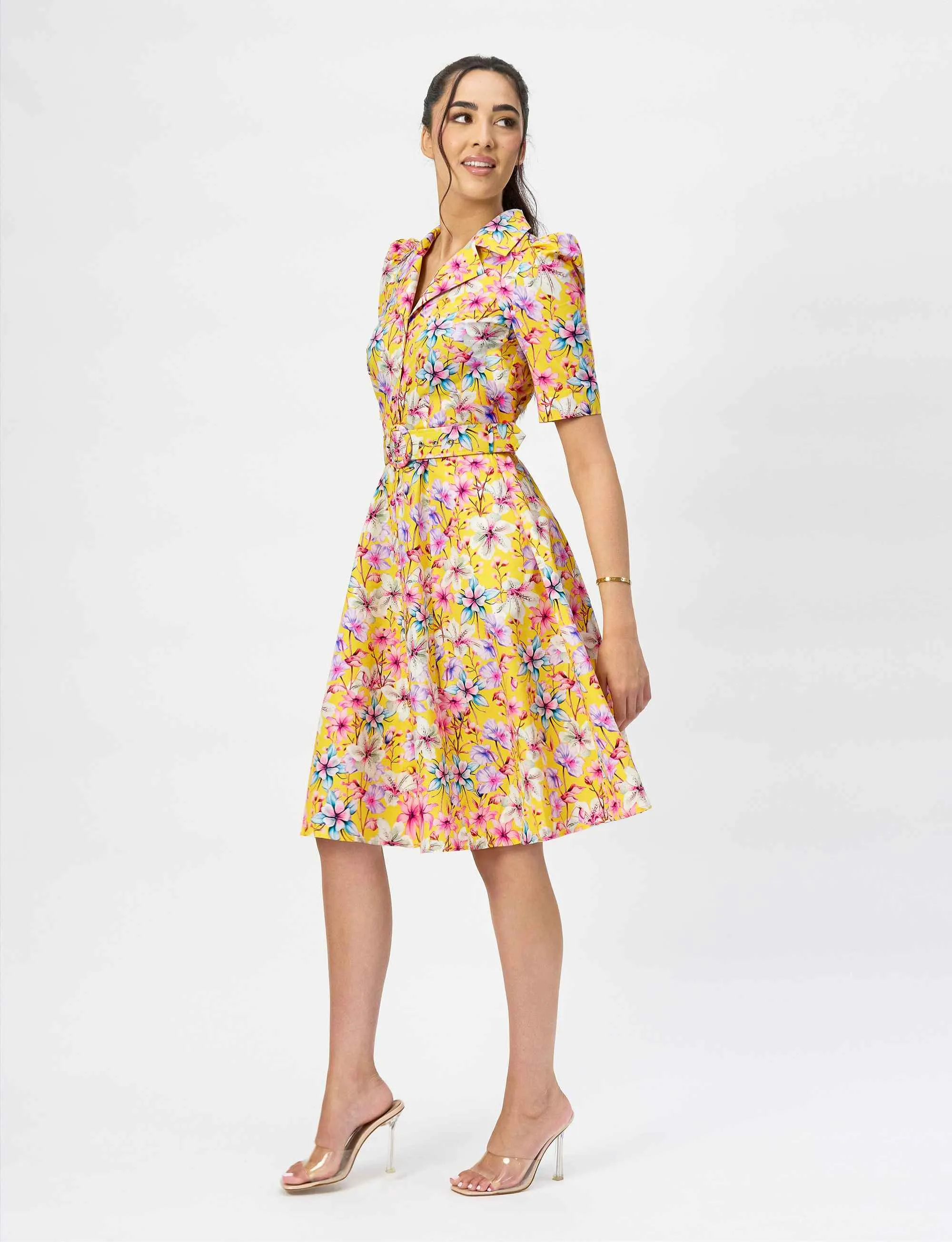 Kylie 'Lemon Tigerlily' Limited Edition Cotton Silk Shirtdress