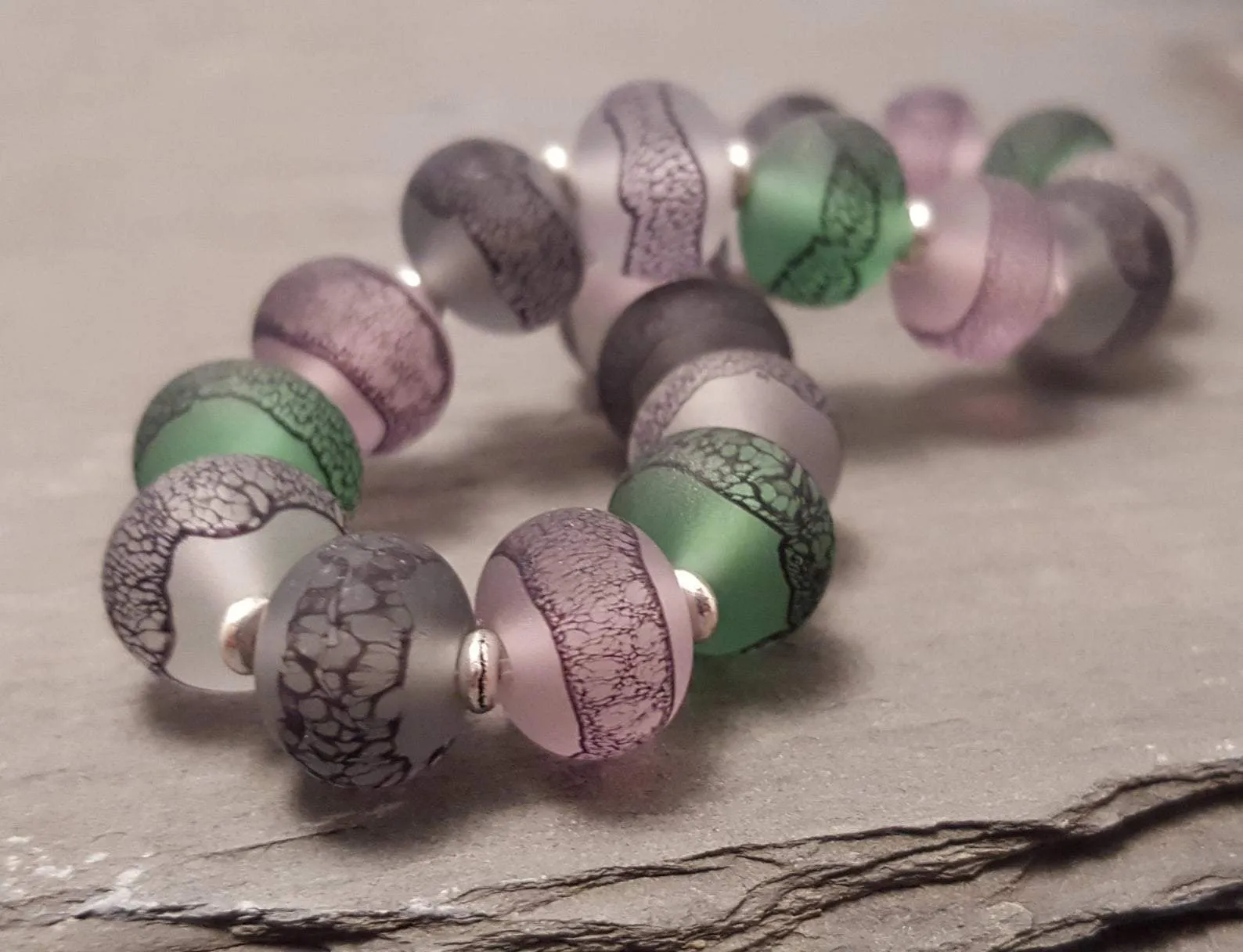 Lampwork Lace Glass Bead Bracelets