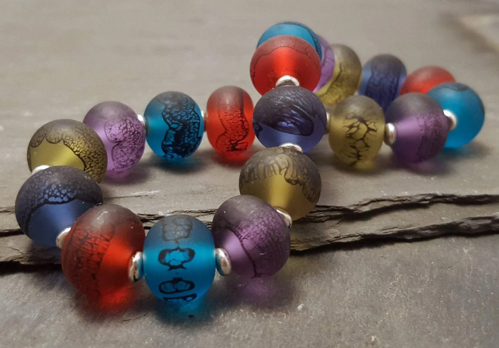 Lampwork Lace Glass Bead Bracelets