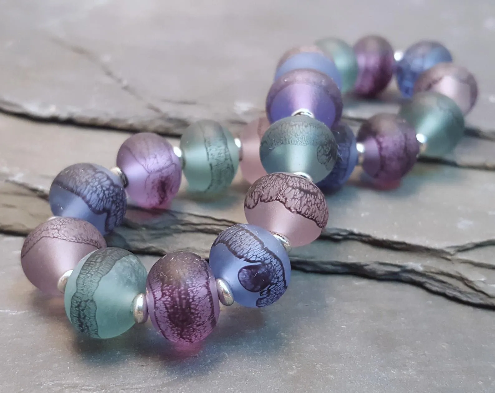 Lampwork Lace Glass Bead Bracelets