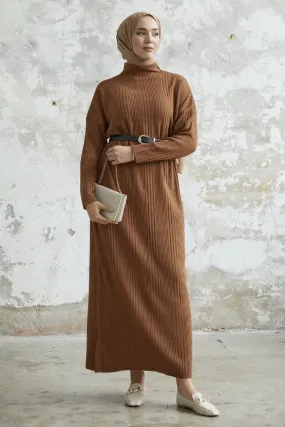 MDS Women Arissa Fisherman Collar Long Knit Dress - Brown - Ossining