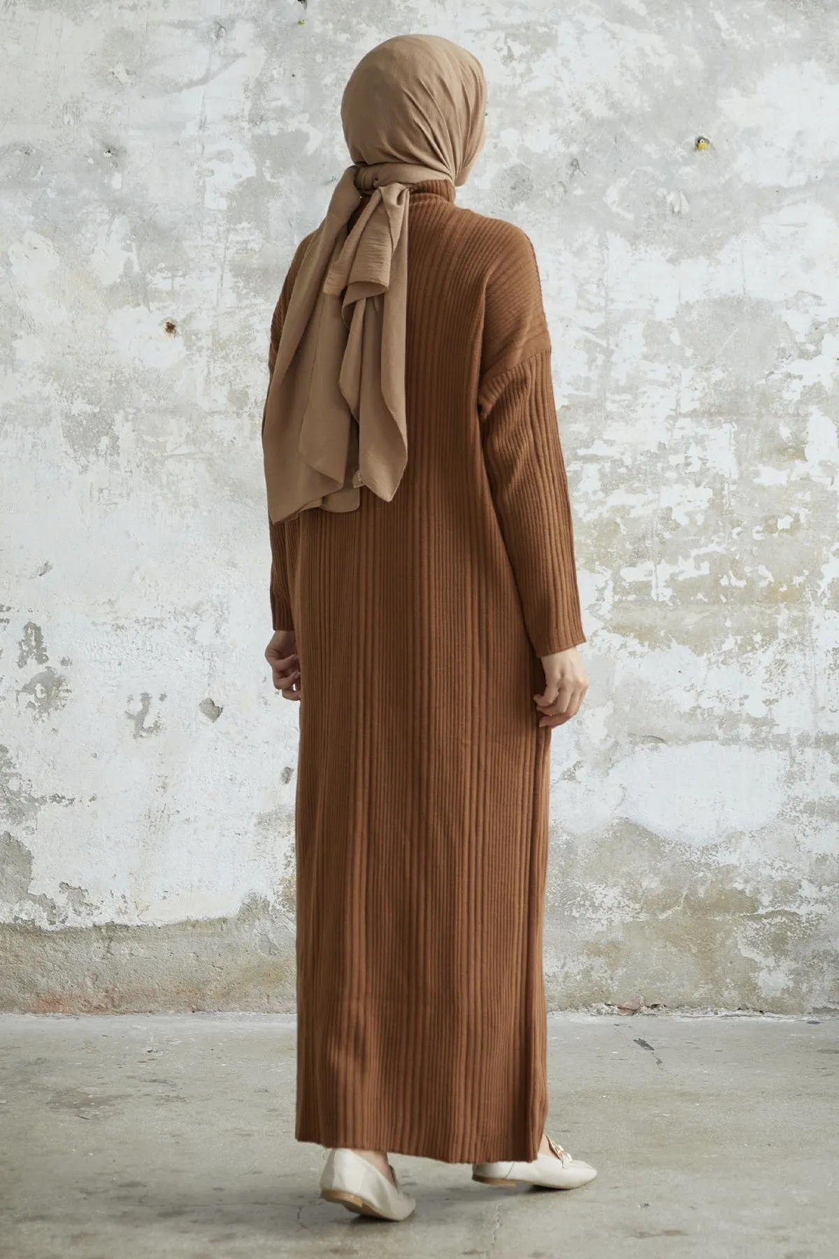 MDS Women Arissa Fisherman Collar Long Knit Dress - Brown - Ossining