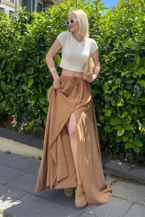 MDX Camel Back Elastic Slit Long Women's Skirt MG2062 - Finchley