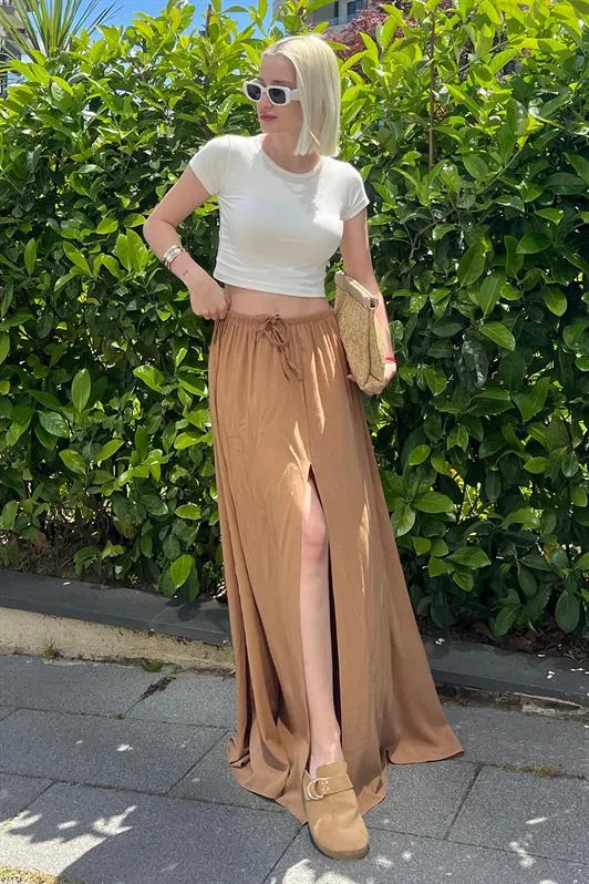 MDX Camel Back Elastic Slit Long Women's Skirt MG2062 - Finchley