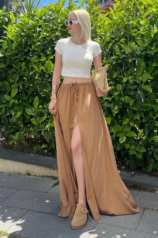 MDX Camel Back Elastic Slit Long Women's Skirt MG2062 - Finchley