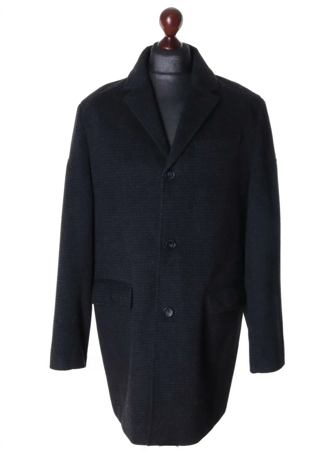 Men's Calvin Klein Black Wool Slim Fit Coat Size XL