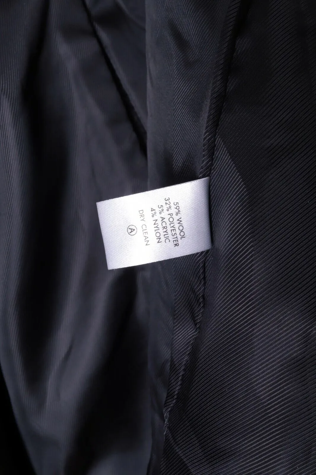 Men's Calvin Klein Black Wool Slim Fit Coat Size XL