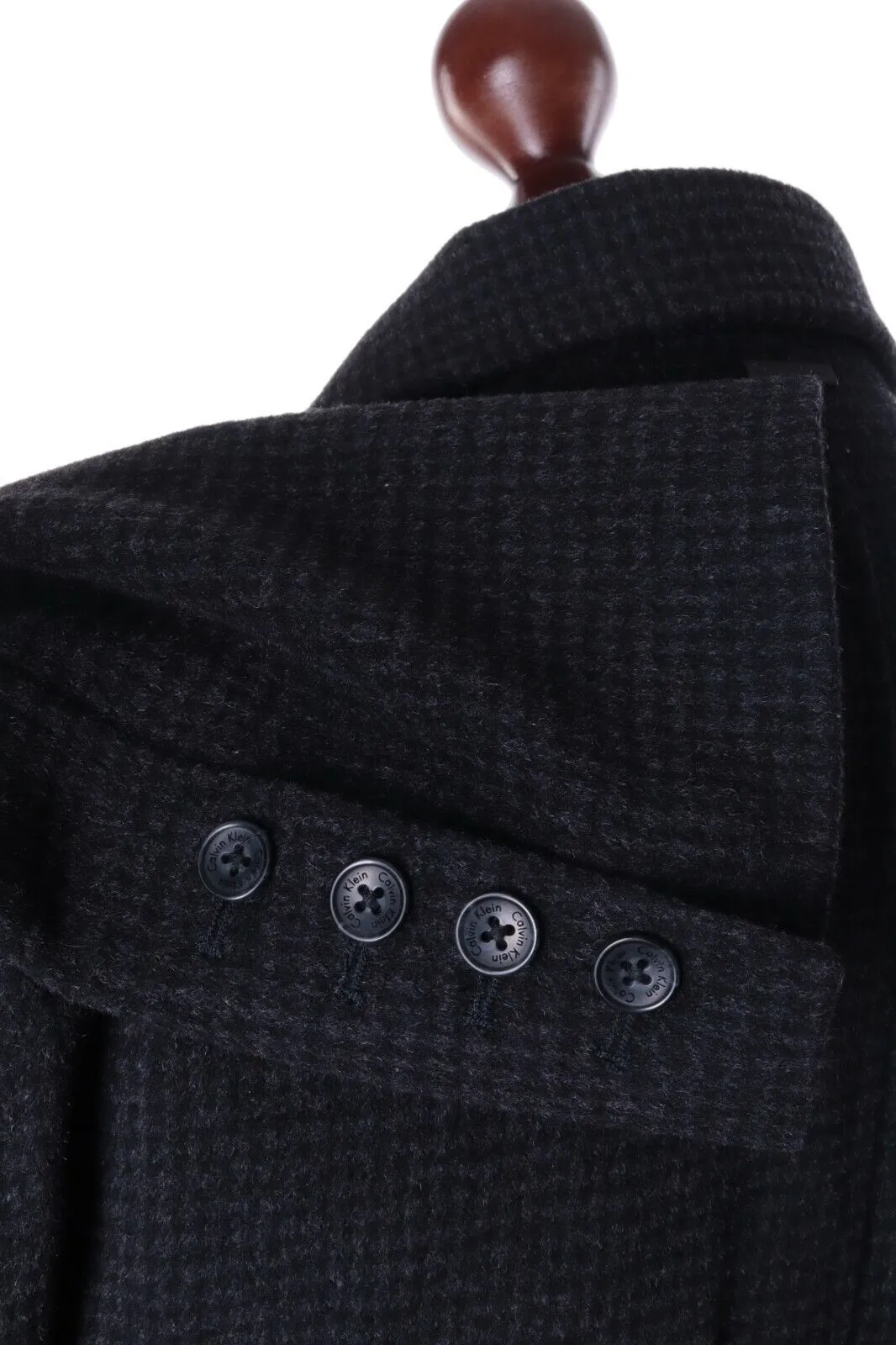 Men's Calvin Klein Black Wool Slim Fit Coat Size XL
