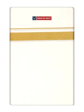 Mens Cotton Cream Single Layered Dhoti with 3/4" Gold Jari Border - Melon