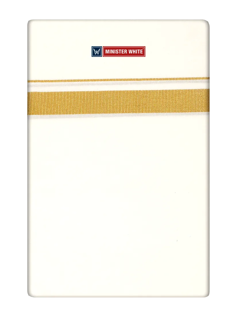 Mens Cotton Cream Single Layered Dhoti with 3/4" Gold Jari Border - Melon